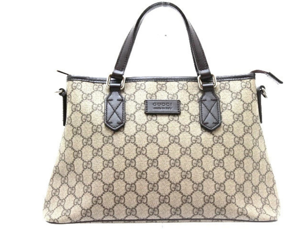 Gucci Handbag GG Supreme Dark Brown Beige Cream